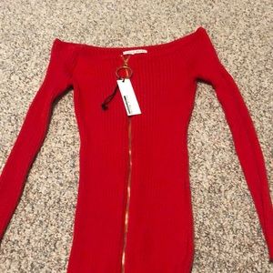 red off the shoulder dress